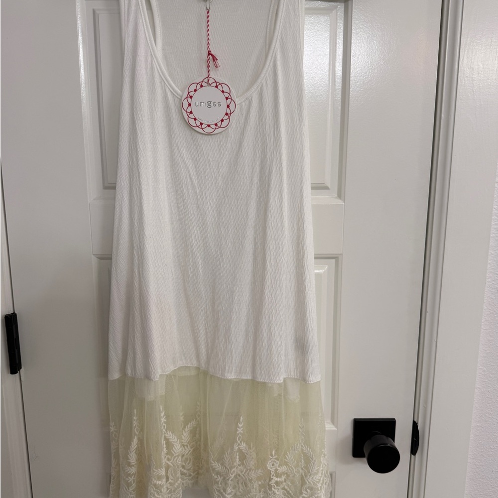 Urban Outfitters White and Cream Lace Chemise